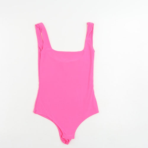 PRETTYLITTLETHING Womens Pink Polyester Bodysuit One-Piece Size 6 Snap
