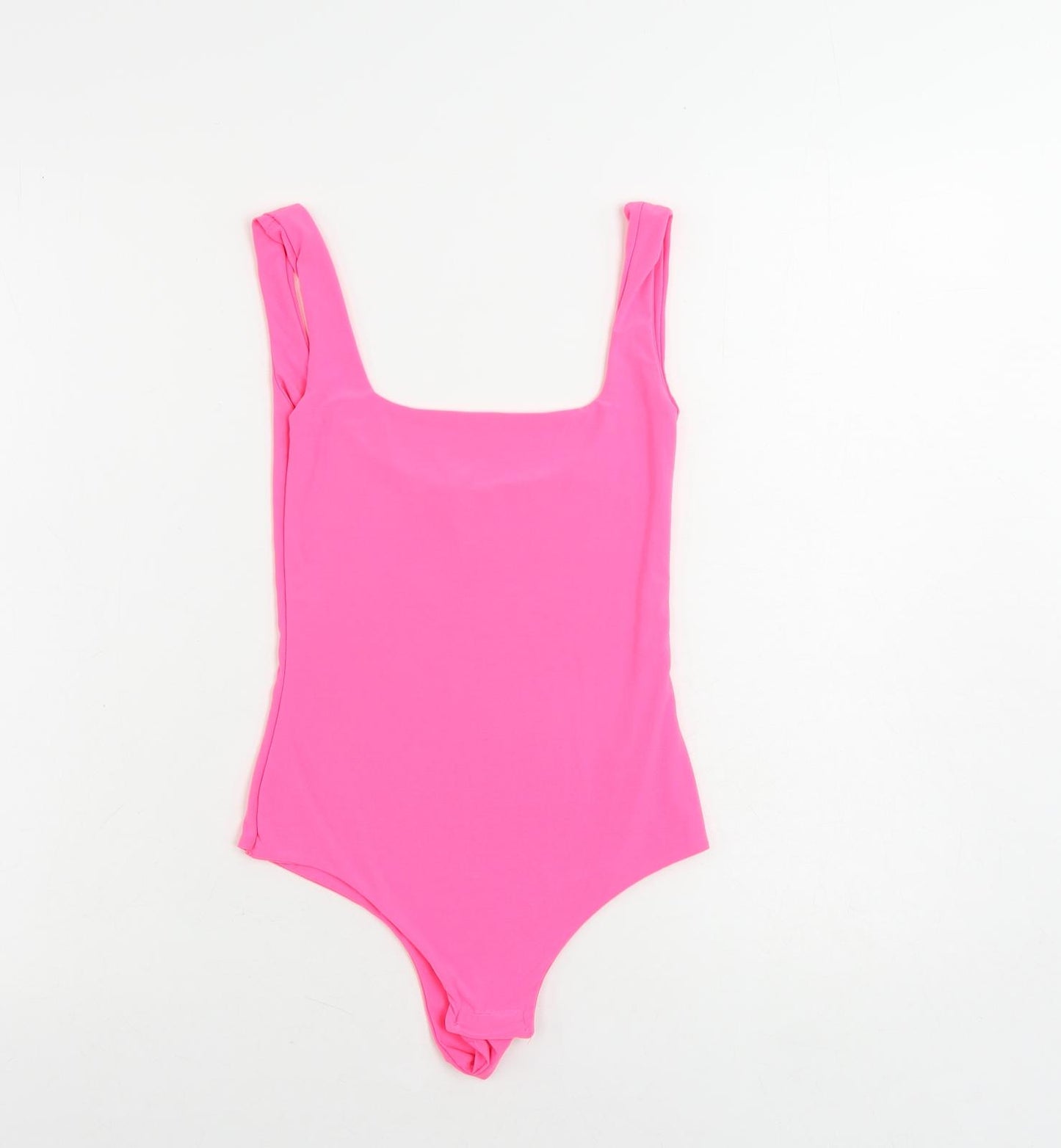 PRETTYLITTLETHING Womens Pink Polyester Bodysuit One-Piece Size 6 Snap