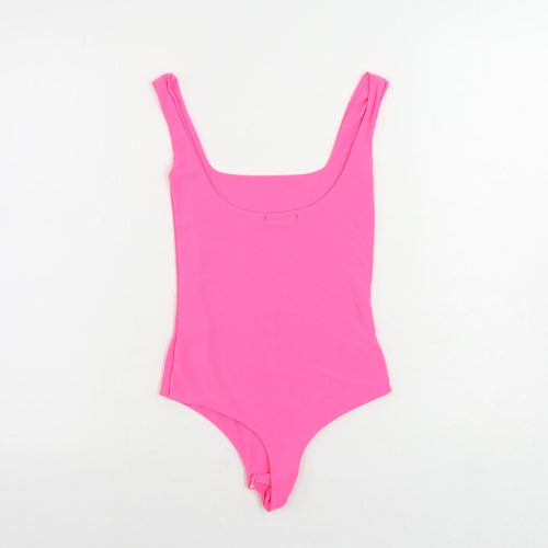PRETTYLITTLETHING Womens Pink Polyester Bodysuit One-Piece Size 6 Snap