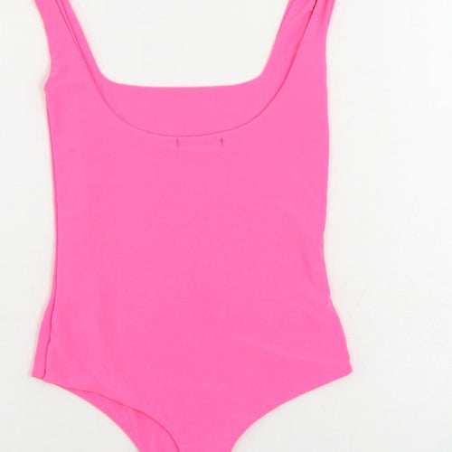 PRETTYLITTLETHING Womens Pink Polyester Bodysuit One-Piece Size 6 Snap
