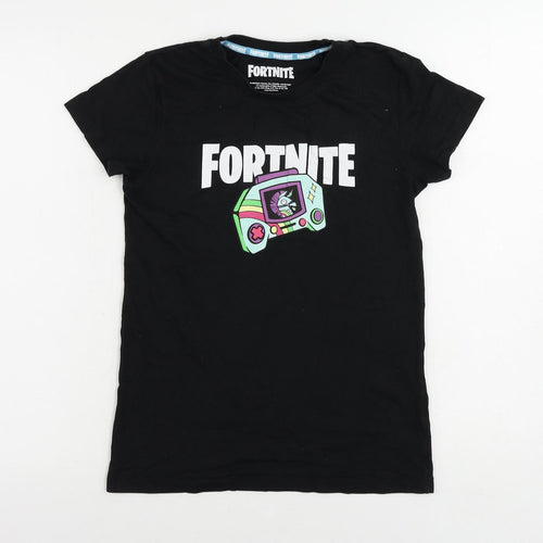 Fortnite Womens Black Cotton Basic T-Shirt Size S Crew Neck
