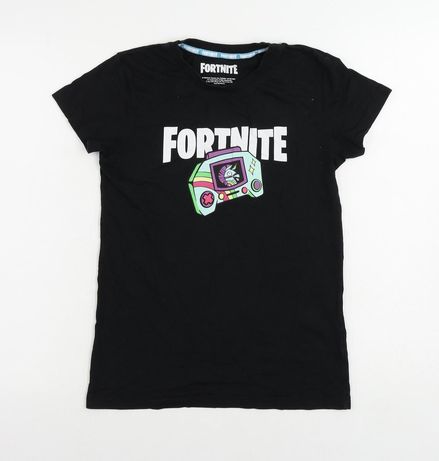 Fortnite Womens Black Cotton Basic T-Shirt Size S Crew Neck