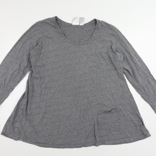 Dione Gilman Womens Grey Cotton Tunic T-Shirt Size XL Round Neck - Pockets