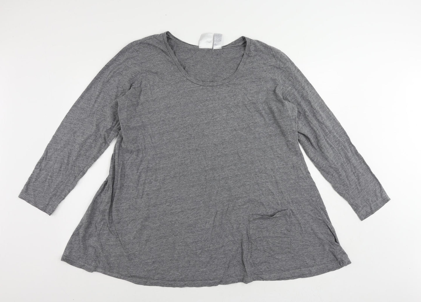 Dione Gilman Womens Grey Cotton Tunic T-Shirt Size XL Round Neck - Pockets