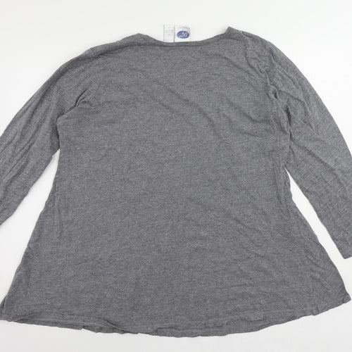 Dione Gilman Womens Grey Cotton Tunic T-Shirt Size XL Round Neck - Pockets