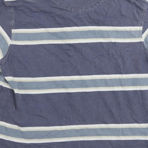 Blue Harbour Mens Blue Striped Cotton Polo Size S Collared Button