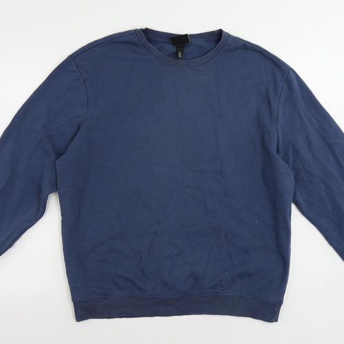 H&M Mens Blue Cotton Pullover Sweatshirt Size L