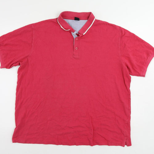 Cotton Traders Mens Pink Cotton Polo Size 2XL Collared Button