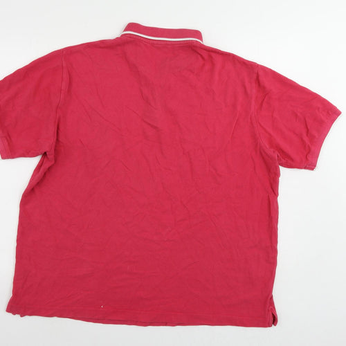 Cotton Traders Mens Pink Cotton Polo Size 2XL Collared Button