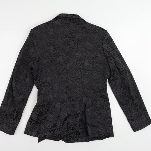 Et Vous Womens Black Floral Jacket Blazer Size 14 Tie
