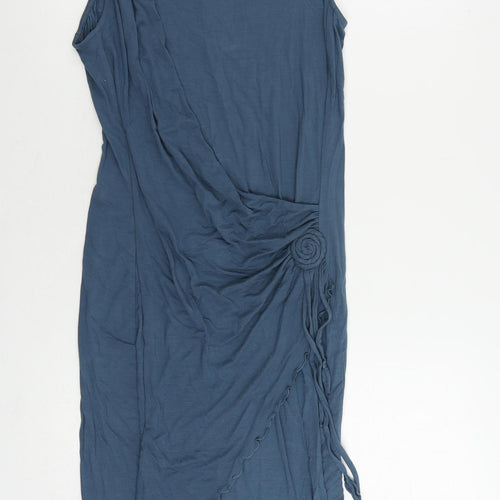 Peruvian Connection Womens Blue Viscose Pencil Dress Size S Round Neck Pullover