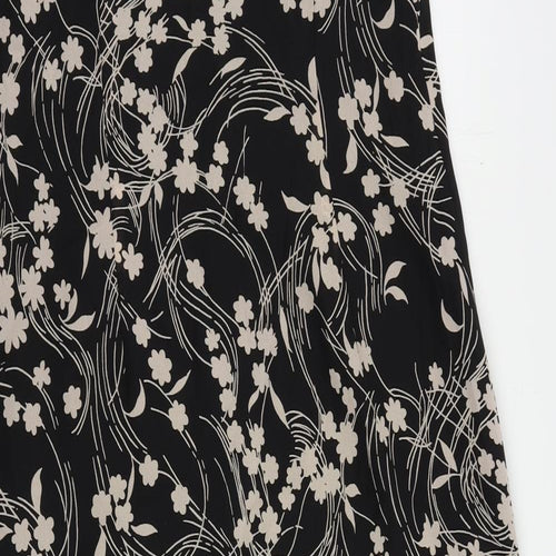 C.M.T. Womens Black Floral Polyester Maxi Size 14 Round Neck Zip