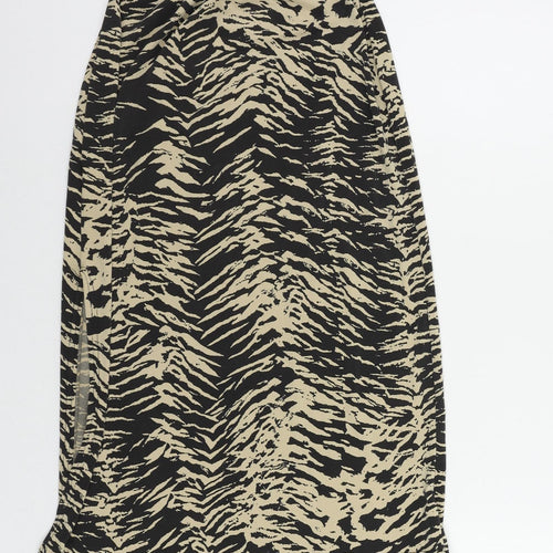Nasty Gal Womens Black Animal Print Polyester A-Line Skirt Size 6 - Elastic Waist