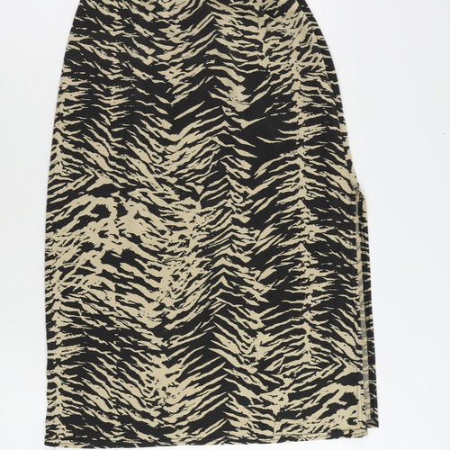 Nasty Gal Womens Black Animal Print Polyester A-Line Skirt Size 6 - Elastic Waist