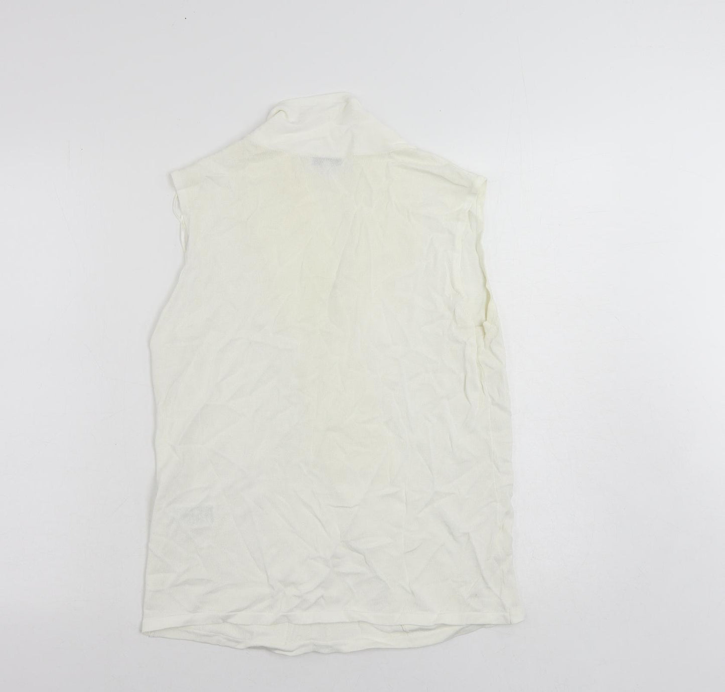 Reiss Womens Ivory Viscose Basic Blouse Size M V-Neck