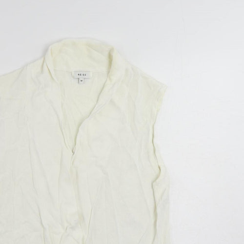 Reiss Womens Ivory Viscose Basic Blouse Size M V-Neck