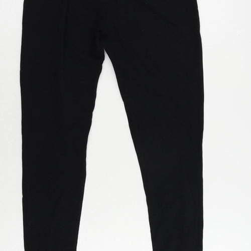 Marks and Spencer Womens Black Cotton Capri Leggings Size 12 L25 in - Elastic Waist
