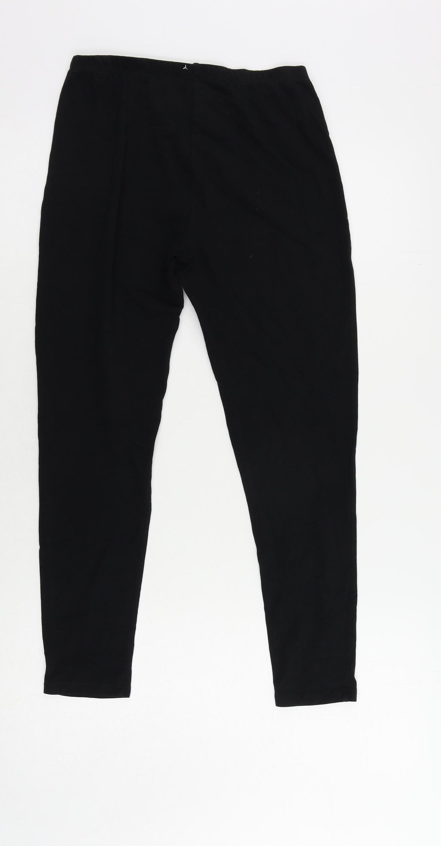 Marks and Spencer Womens Black Cotton Capri Leggings Size 12 L25 in - Elastic Waist