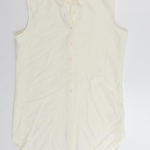 Marks and Spencer Womens Ivory Viscose Shirt Dress Size 10 Collared Button