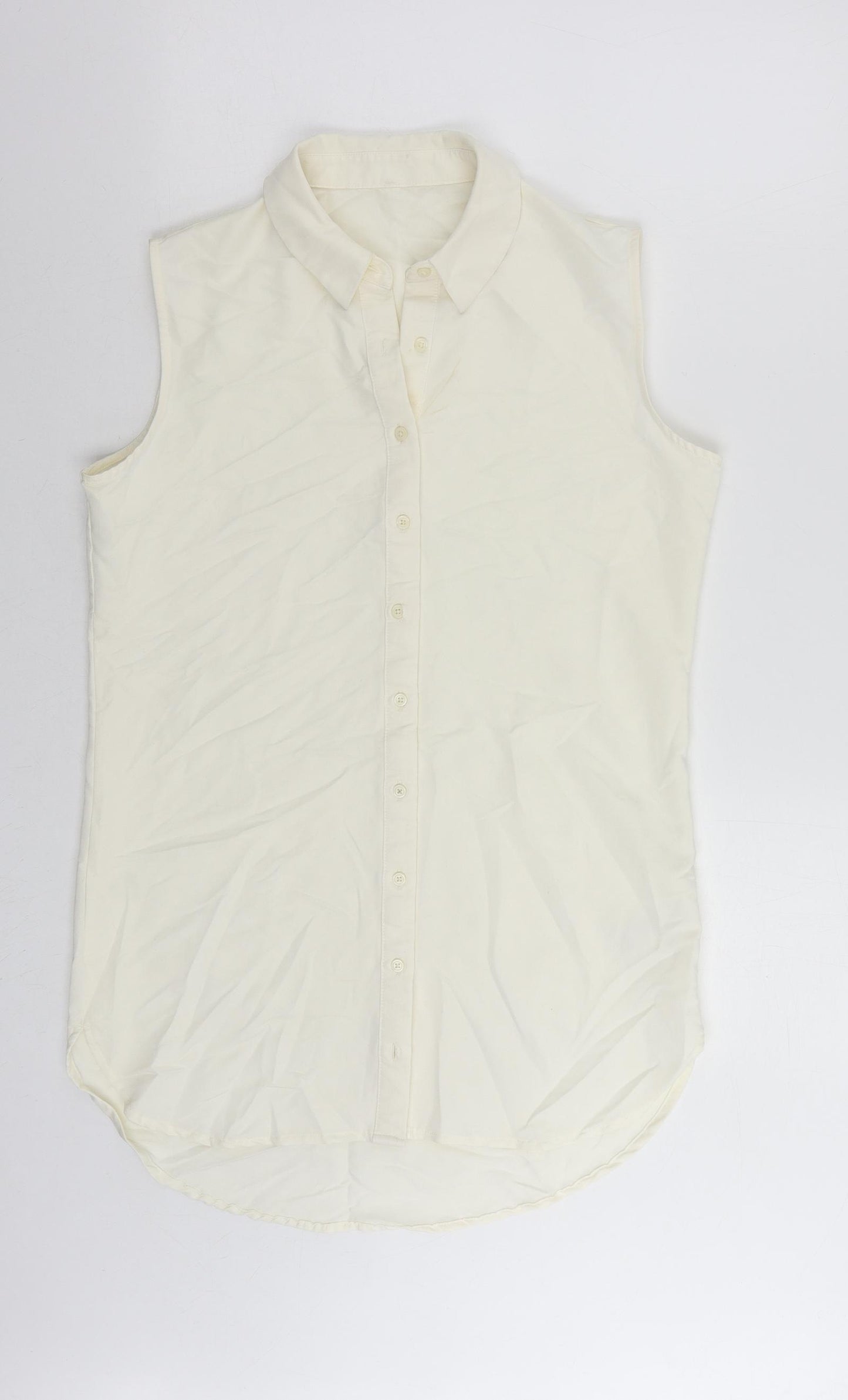 Marks and Spencer Womens Ivory Viscose Shirt Dress Size 10 Collared Button