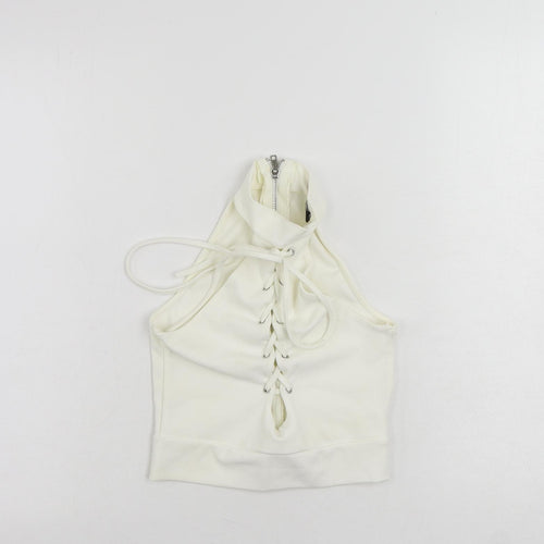 Missguided Womens White Polyester Cropped Tank Size 4 Halter