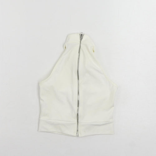 Missguided Womens White Polyester Cropped Tank Size 4 Halter