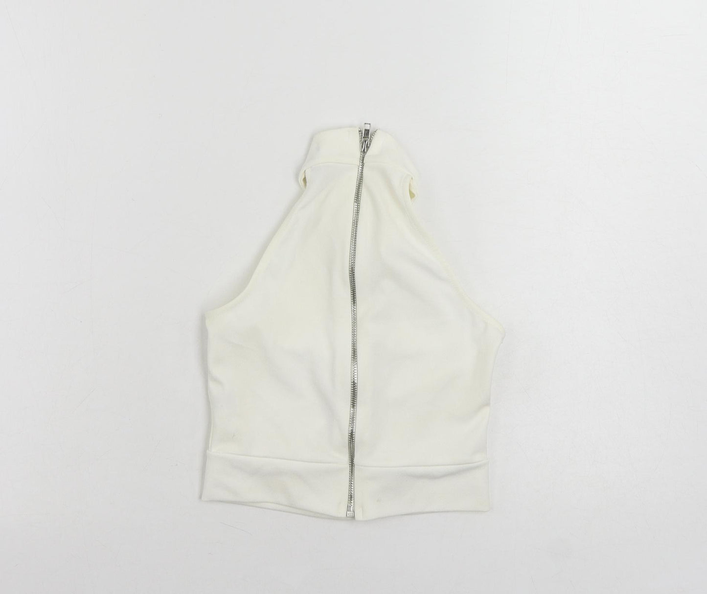 Missguided Womens White Polyester Cropped Tank Size 4 Halter