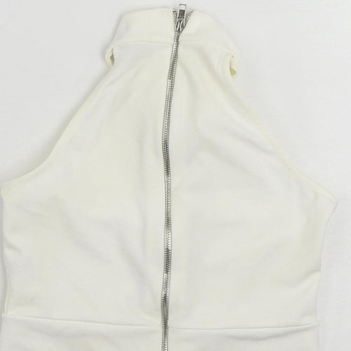 Missguided Womens White Polyester Cropped Tank Size 4 Halter
