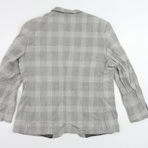 Marks and Spencer Mens Grey Plaid Polyester Jacket Suit Jacket Size 46 Regular