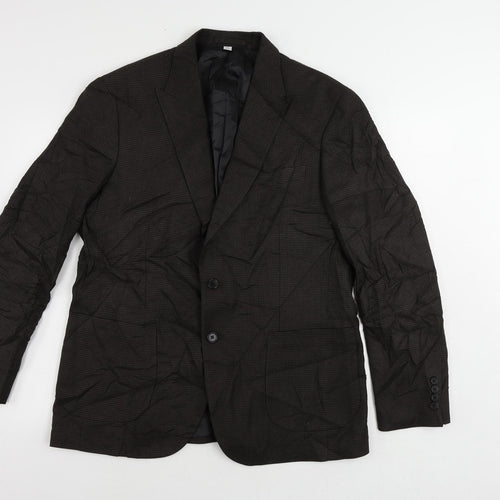 Marks and Spencer Mens Brown Geometric Linen Jacket Suit Jacket Size 42 Regular