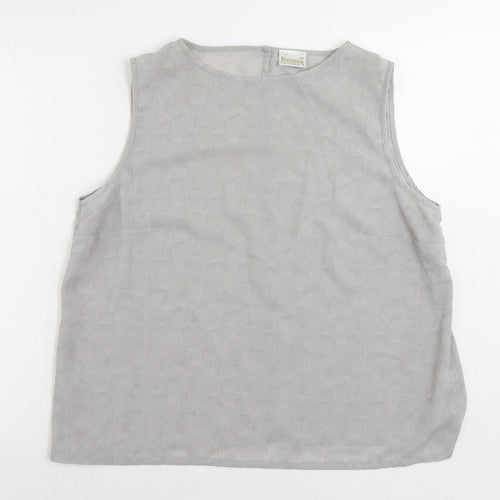 Roman Womens Grey Geometric Polyester Basic Blouse Size 20 Boat Neck