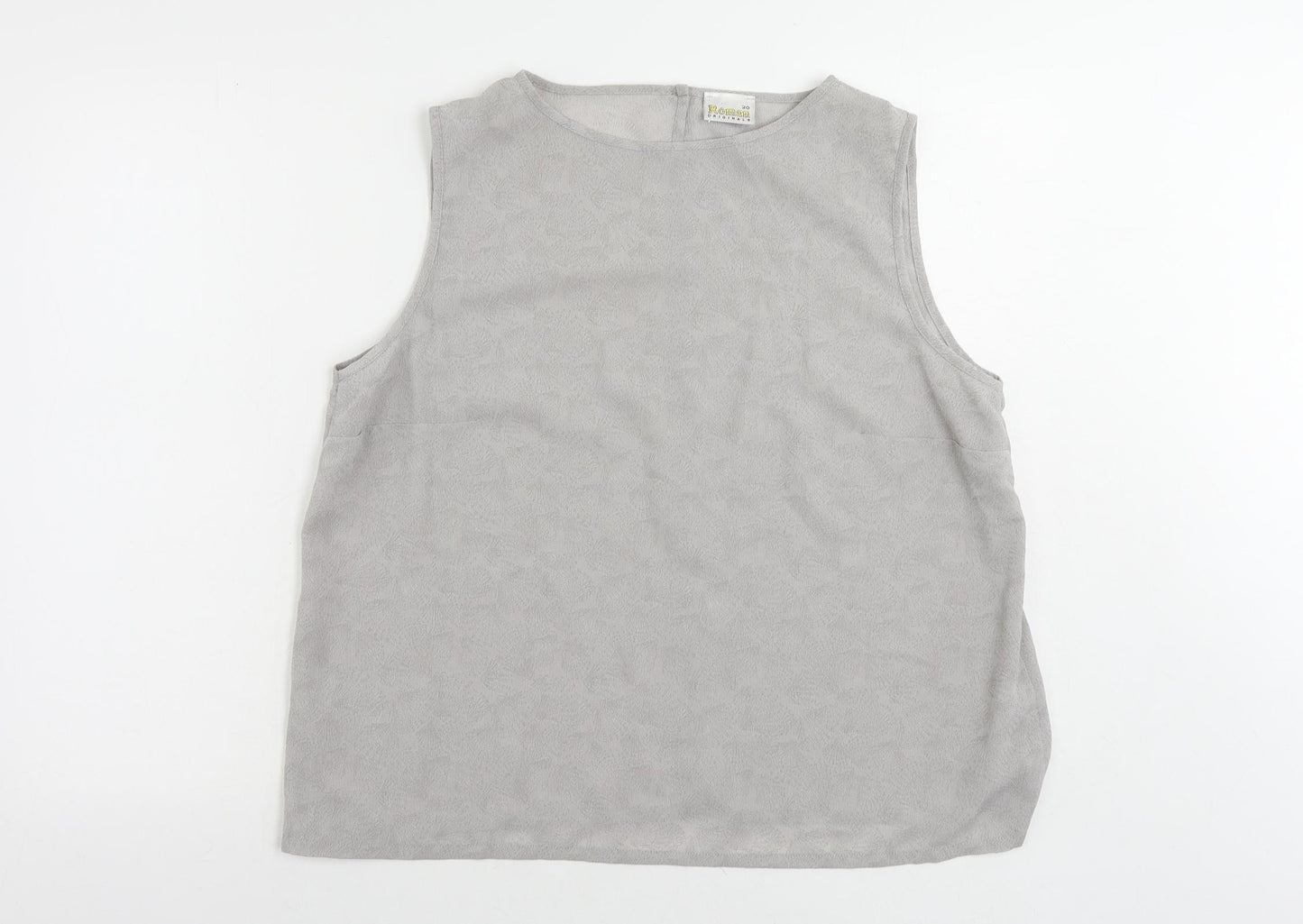 Roman Womens Grey Geometric Polyester Basic Blouse Size 20 Boat Neck