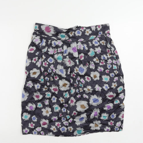 Great Plains Womens Blue Geometric Viscose A-Line Skirt Size 14 Zip