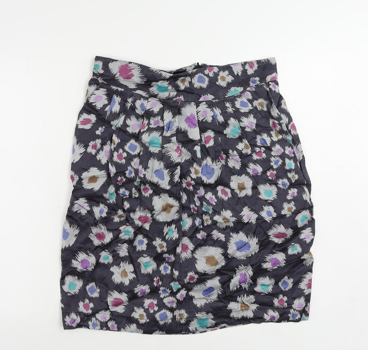 Great Plains Womens Blue Geometric Viscose A-Line Skirt Size 14 Zip