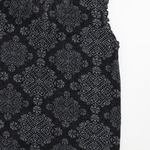 NEXT Womens Blue Geometric Polyester Basic Blouse Size 10 Mock Neck