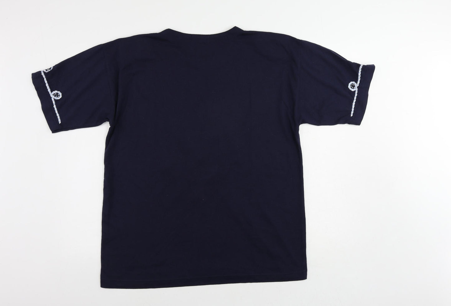 Instyle Womens Blue Polyester Basic T-Shirt One Size Round Neck - Beaded