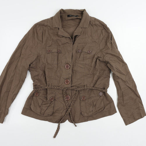 Mystic Womens Brown Jacket Size 16 Button - Lightweight