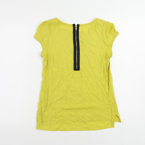 Byst Womens Yellow Cotton Basic Blouse Size 6 Boat Neck - Keyhole Neckline