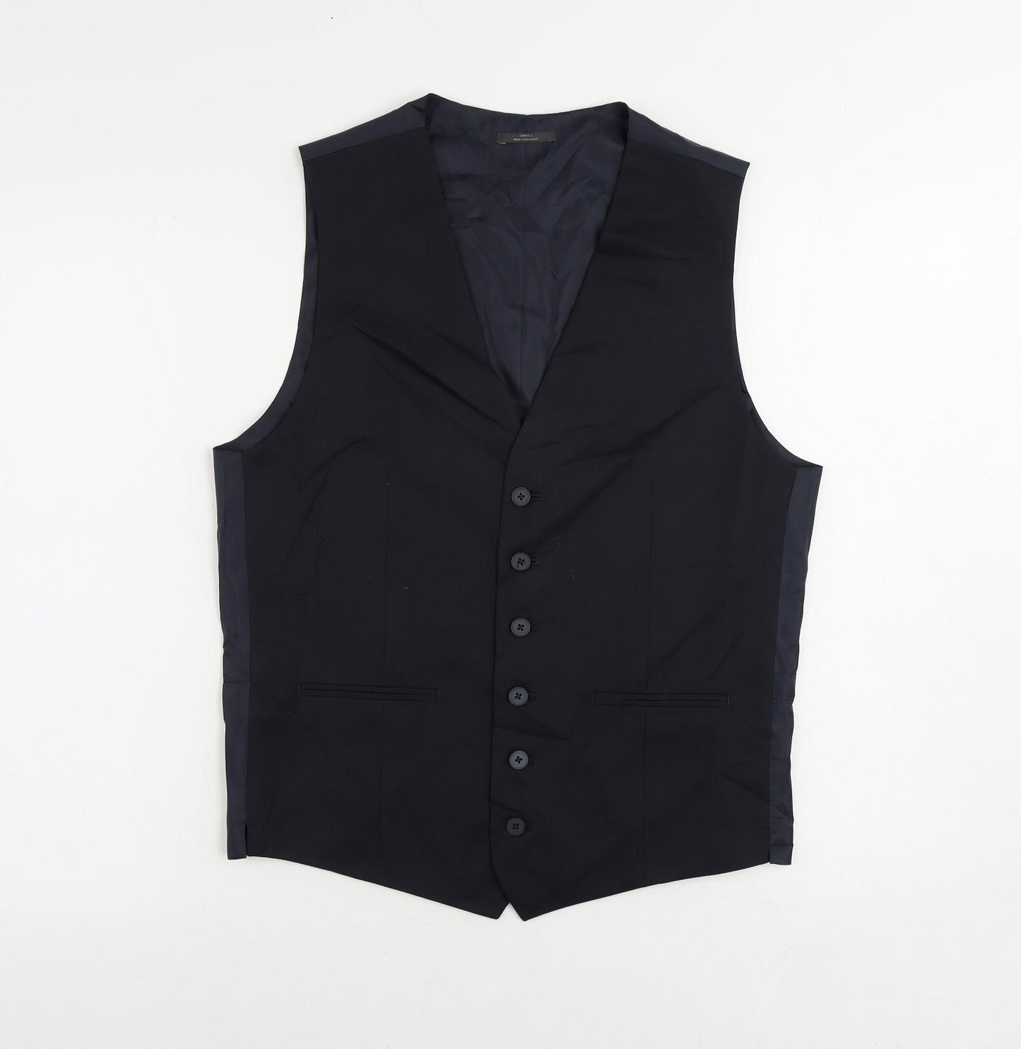 Marks and Spencer Mens Blue Polyester Jacket Suit Waistcoat Size 36 Regular