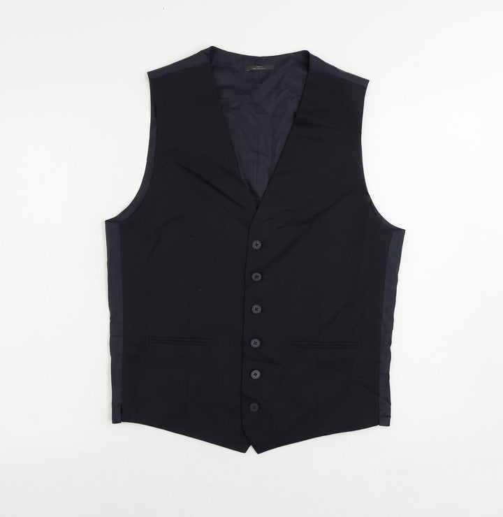 Marks and Spencer Mens Blue Polyester Jacket Suit Waistcoat Size 36 Regular