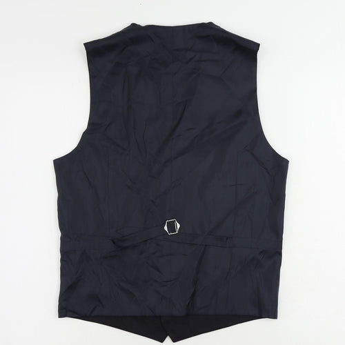 Marks and Spencer Mens Blue Polyester Jacket Suit Waistcoat Size 36 Regular