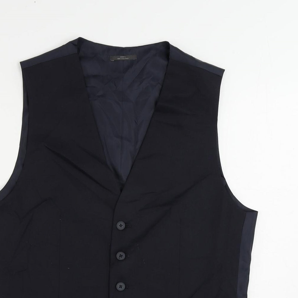Marks and Spencer Mens Blue Polyester Jacket Suit Waistcoat Size 36 Regular