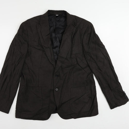 Marks and Spencer Mens Brown Geometric Linen Jacket Suit Jacket Size 42 Regular