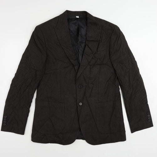 Marks and Spencer Mens Brown Geometric Linen Jacket Suit Jacket Size 40 Regular