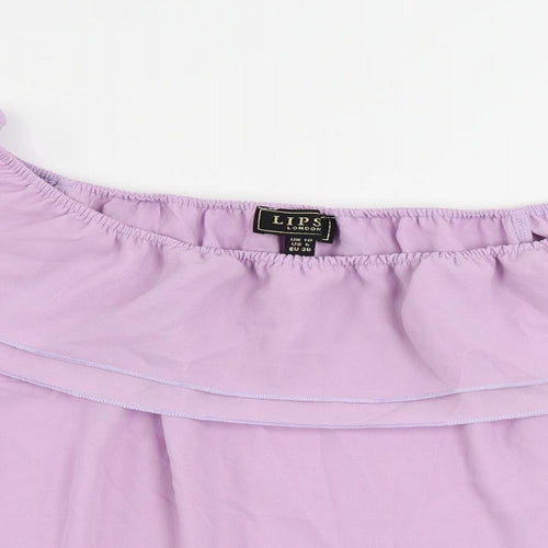 Lipsy Womens Purple Polyester Basic Blouse Size 10 Off the Shoulder