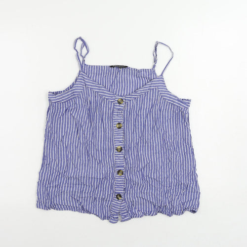 Select Womens Blue Striped Viscose Camisole Tank Size 14 Scoop Neck