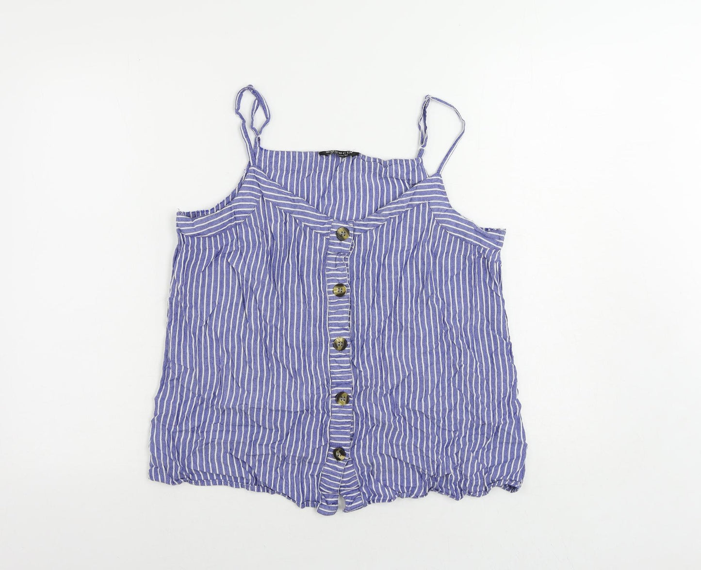 Select Womens Blue Striped Viscose Camisole Tank Size 14 Scoop Neck