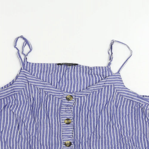Select Womens Blue Striped Viscose Camisole Tank Size 14 Scoop Neck