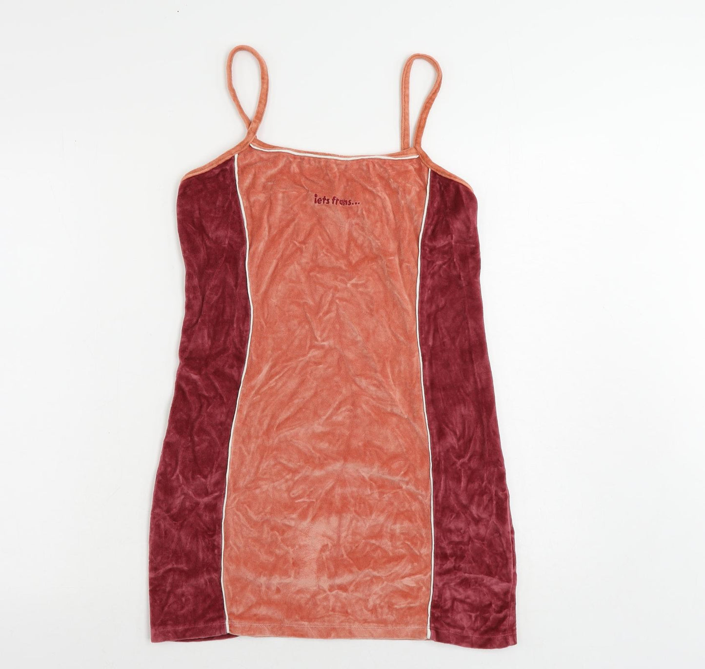 iets frans... Womens Red Colourblock Cotton Tank Dress Size M Square Neck Pullover