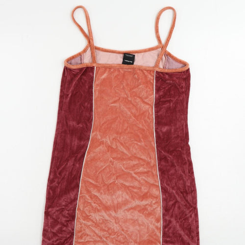 iets frans... Womens Red Colourblock Cotton Tank Dress Size M Square Neck Pullover